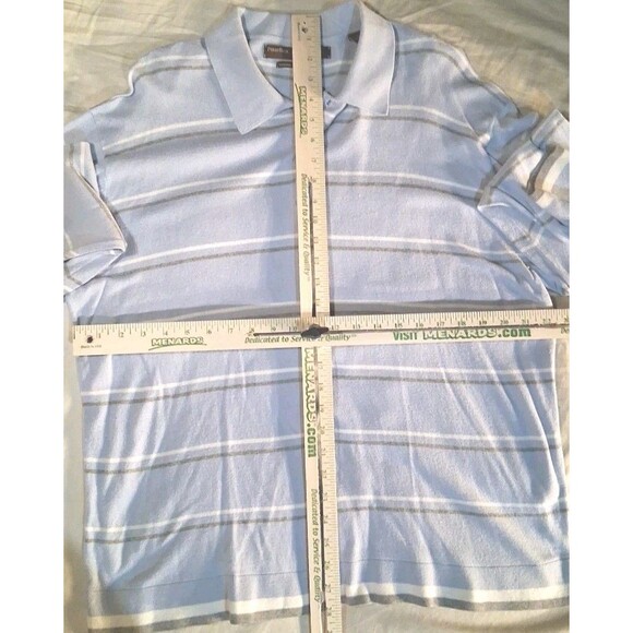 Perry Ellis 3 Button Pullover, Light Blue With Stripes, Size XL - Picture 5 of 5